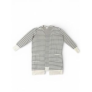 Nine West Striped Long Open Front Cardigan Sweater Womens XL Black White Duster‎